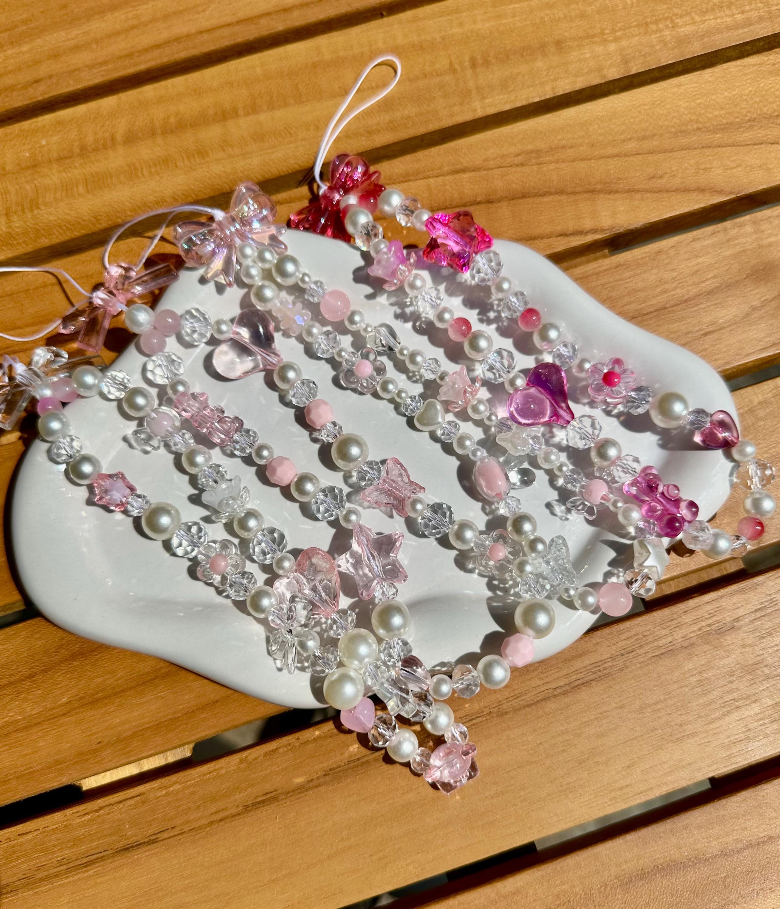 Chunky Pink Beaded Phone/Camera Strap
