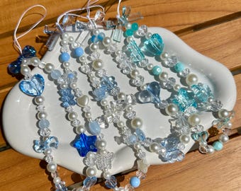 Chunky Blue Beaded Phone/Camera Strap