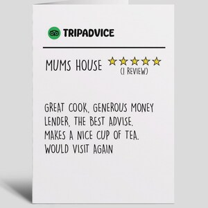 Grappige Moederdagkaart recensie moeders huis Reisadvies Joke For Mum Travel Kopje Thee Ontwerp
