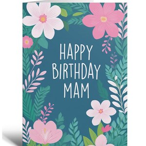 Carte d'anniversaire MAM, fleur florale, design simple pour maman, design moderne et élégant