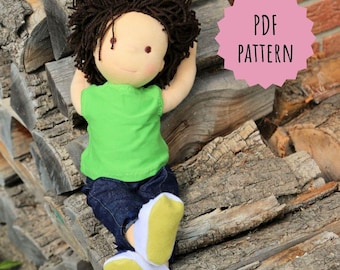 Patrón de costura para muñeco Waldorf Boy: incluye ropa y zapatillas (patrón en PDF)