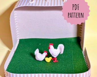 Felt Hen Rooster Chick Sewing Pattern, Farm Animals PDF Tutorial