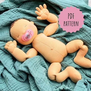 Weighted baby doll sewing pattern and tutorial pdf - waldorf inpired nature fiber cloth doll - diaper, t-shirt and rompers pattern included
