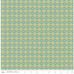 Riley Blake - Lori Holt - Piece and Plenty Collection - Vintage Lettuce, Green Fabric, Floral Fabric