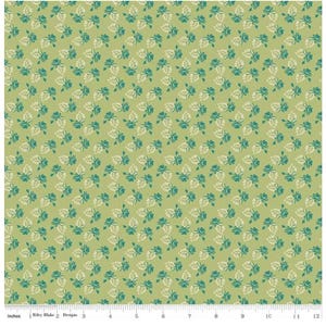 Riley Blake - Lori Holt - Piece and Plenty Collection - Rose Lettuce, green floral fabric,