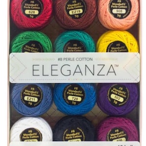 Wonderfil Specialty Threads | #8 Perle Cotton | Eleganza | Kaleidoscope | 100% Double Gassed Egyptian Cotton | 42 Yards | 12 Balls