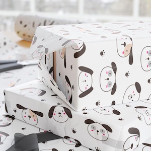Gift for dog lovers, Cute dog wrapping paper, Playful pet gift wrap, Cartoon puppy print wrap, Fun kids gift wrap, Paw print wrapping paper