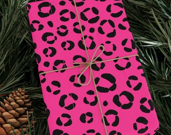 Pink Leopard Animal Wrapping Paper - Vibrant Gift Wrap, Bold Leopard ...