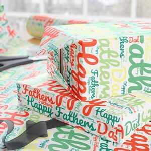 Fathers Day Wrapping Paper  Happy Fathers Day Gift Wrap, Colorful Typography Design, Stylish & Festive Dad Gift Wrap, Classic Masculine Wrap