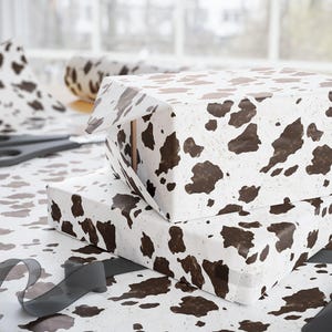 Gift for Cowboy Lovers  Western Style Wrapping Paper, Cowhide Animal Print Gift Wrap, Rustic Leather Look Wrapping Rolls, Vestern