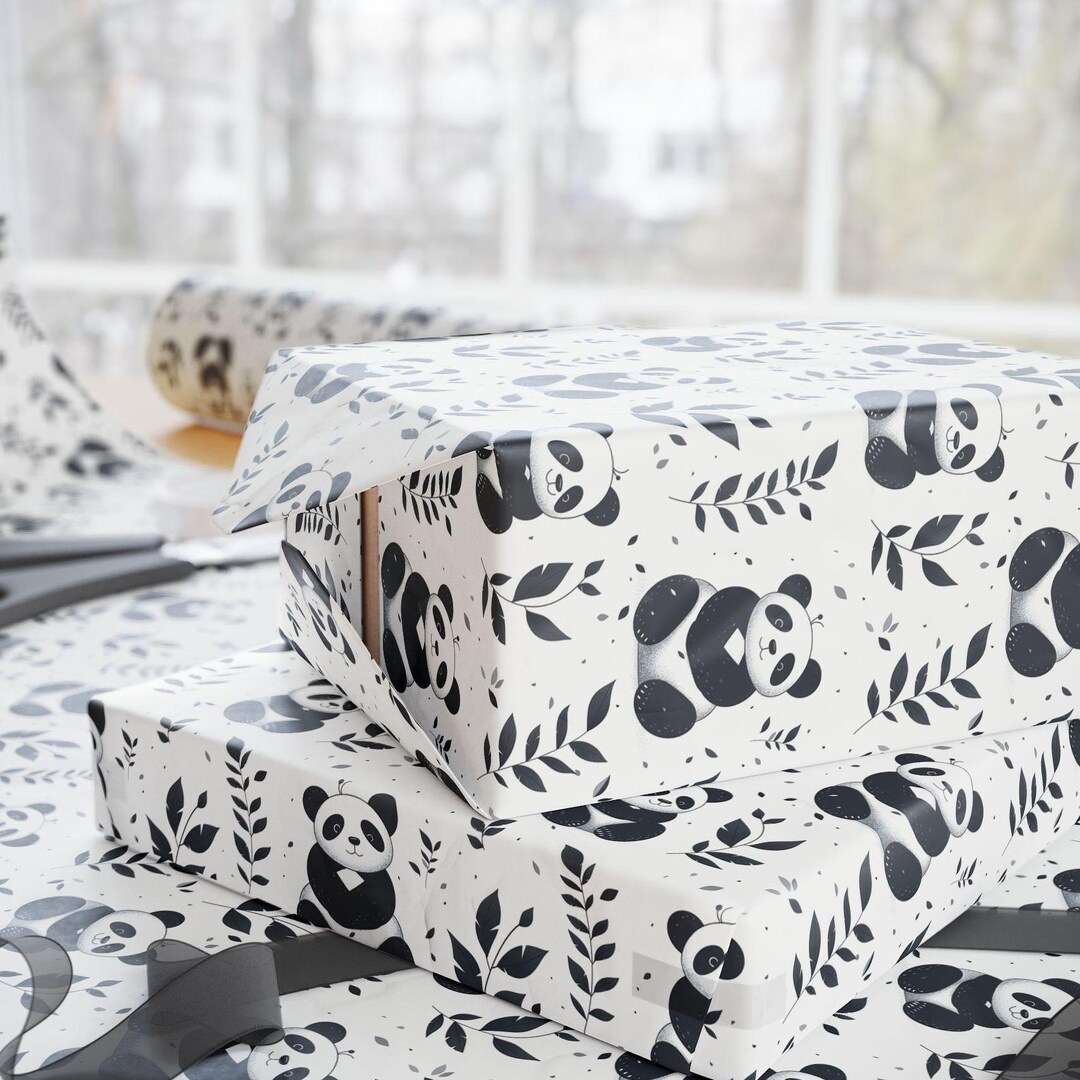Panda Wrapping Paper: Eco-friendly Black and White Gift Wrap - Etsy