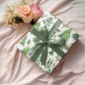 Watercolor Christmas Tree Wrapping Roll for Holiday Gifts, Winter Birthdays, Eco Rustic Packages, Nature Inspired Green Gift Paper