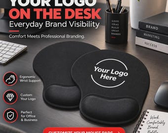 Tapis de souris ergonomique personnalisé avec repose-poignets | Utilisation en vrac en entreprise
