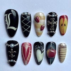 dark apple press on nails