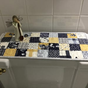 Quilted Table Runner/ Tank Topper / Primitive/ Handmade/ Small Runner / Candle Mat