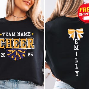 Custom Cheer Team Name Sweatshirt, Personalized Cheerleader Shirt, Custom Cheer Mom Shirt, Cheerleader Gift, Game Day Shirt, Mascot Hoodie