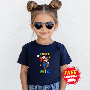 Super Mario 9th Birthday Shirt, Custom Name Kids Tee, For 9 Year Old,  Personalized Birthday Outfit, Video Game Party Shirt, Gamer Gift