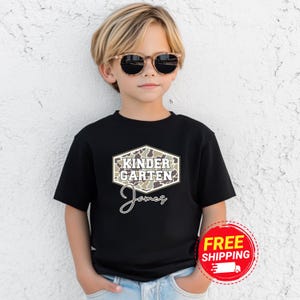 Personalized Kindergarten Camo Shirt, Boys Back to School Tee, Custom Name First Day Outfit, Camouflage School Shirt, First Day Of School