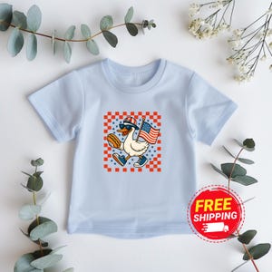 Independence DayToddler Shirt, American Goose with flag, 4Th Of July Kids Tee, America Shirt Kids, Fourth Of July Shirt,  Silly Goose Shirt
