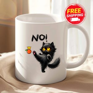 No Kings in America Black Cat Mug, No Kings Mug, Funny Political Meme Mug, Patriotic Mug, Feminist Gift, Social Justice Mug, FTD Mug