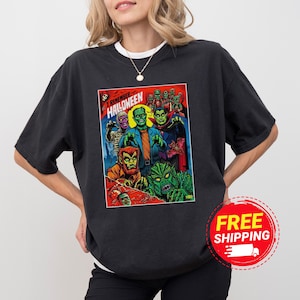 Universal Monsters Halloween Shirt, Vintage Horror Crewneck, Retro 90s Gothic Tee, Classic Movie Monster Shirt, Spooky Pullover