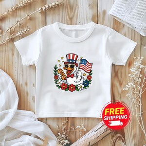 Independence DayToddler Shirt,4Th Of July Kids Tee, America Shirt Kids, American Goose with flag, Fourth Of July Shirt Kids Popular Shirt