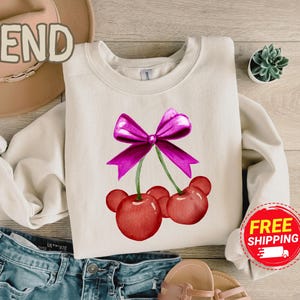 Cherry Shirt, Disney Coquette Tee, Retro Cherry Lover Sweatshirt, Valentines Day Cherry Shirt, Valentines Day Gifts, Gift For Woman