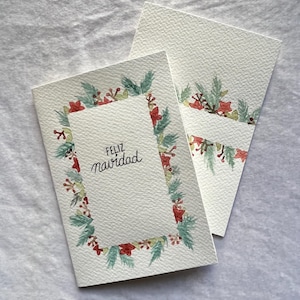 Biglietti di Natale minimalisti dipinti a mano con acquerelli, biglietti di auguri, auguri, natale, fatti a mano, opere d'arte originali, cartolina natale
