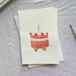 Cartes d'anniversaire aquarelles peintes à la main, cartes de voeux, salutations, fait main, oeuvre d'art originale, carte d'anniversaire, acuarela, aquarelle, jellycat