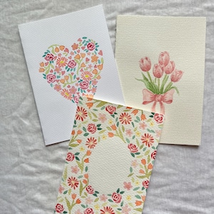 Handgemalte Aquarellblumenkarten, Grußkarten, Grüße, handgemacht, originale Kunstwerk