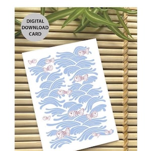 Cartões para imprimir, Cartões em branco, Feliz aniversário, festa, obrigado, pensando em você, fofo feliz, saudades, aniversário infantil, para mãe, moderno, Peixe