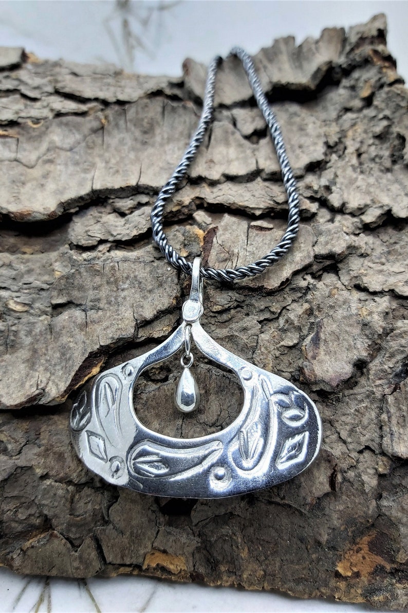 bright finish on sterling braid chain,mother day gift Solid sterling silver Spanish Hand Held Fan large pendant partly oxidized birthday