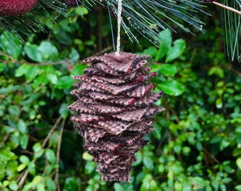 Handmade  Wool Pinecone Christmas Ornament,  Light Brown