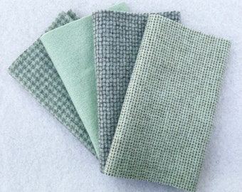 Hand Dyed Felted Wool, PISTACHIO, 4 pieces in Pale Green, Perfect for Rug Hooking, Applique and Crafts