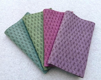 Hand Dyed Felted Wool, HERB GARDEN Jacquard, Four 6.5" x 16" pieces in Muted Rose and Green, Perfect for Rug Hooking, Applique' and Crafting