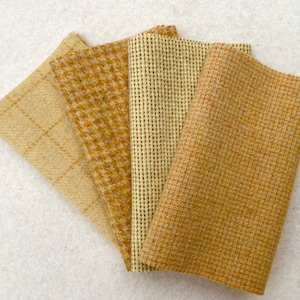 Felted Wool Fabric, DAISY, 4 pieces in Yellow, Perfect for Rug Hooking, Applique' and Crafts