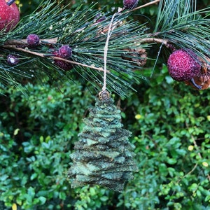 Handmade Wool Green Cedar Pine Tree Christmas Ornament image 3