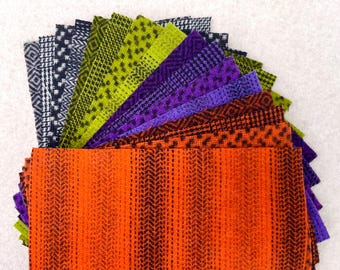 Hand Dyed Wool, HOCUS POCUS Applique Pack, 16 pieces of Hand Dyed Wool