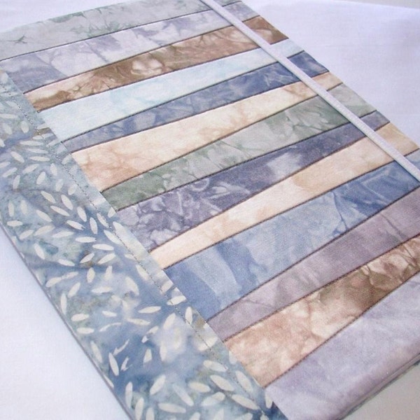 Hand Dyed Fabric Journal Cover, GRANITE TILES, Pieced and Quilted, Marble Gray Batik Backing Fabric