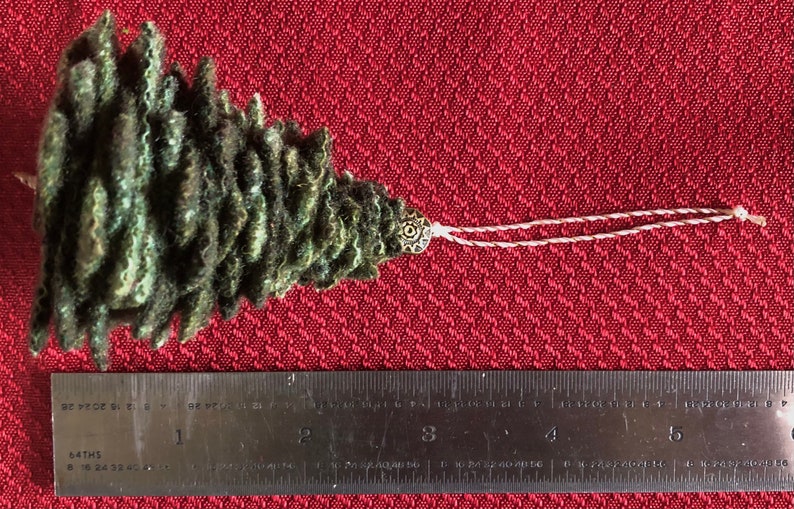 Handmade Wool Green Cedar Pine Tree Christmas Ornament image 4