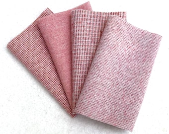 Hand Felted Wool, BLUSH, Four 6.5" x 16" pieces for Rug Hooking, Applique and Crafts