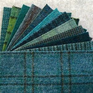 Teal Applikationspaket, gefilzter Wollstoff, 12 Stück Wolle in Petrol und Meergrün, 13x18cm