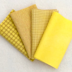 Hand Dyed Felted Wool, LEMON DROP, Four 6.5" x 16" pieces in Clear Yellow, Perfect for Rug Hooking, Applique and Crafts
