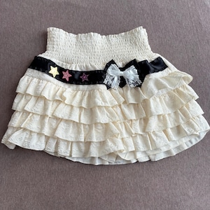 super cute lace skirt handmade remake skirt lace skirt y2k skirt star bow skirt cute skirt for women girl party skirt travel