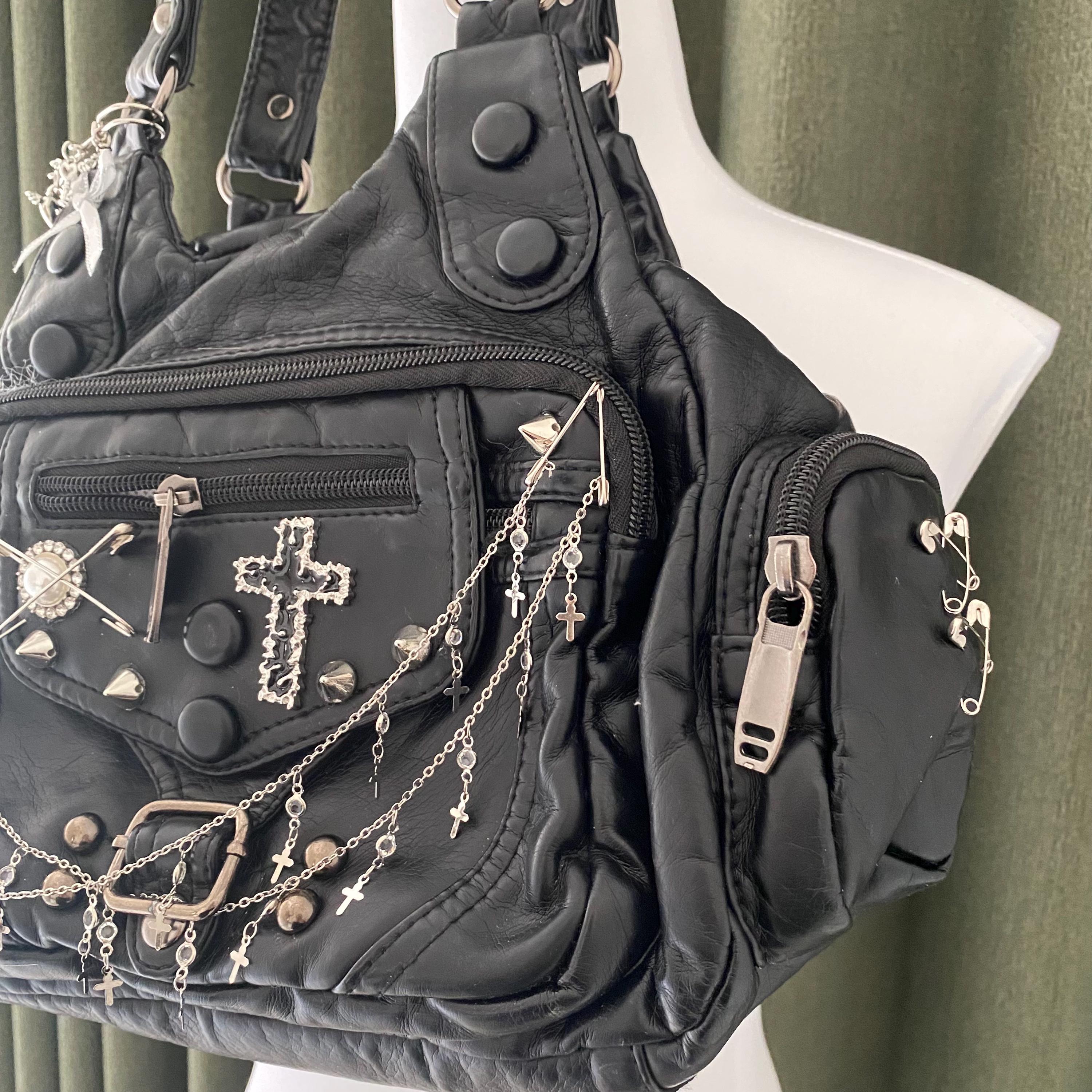 Y2K Remake PU Leather Tote Bag Handmade Shoulder Bag Unique