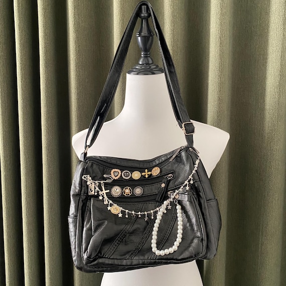 バッグ Y2K leather vintage bag hand shoulder Y2K Vintage Gothic Cool Shoulder Underarm Tote Bag Ladies