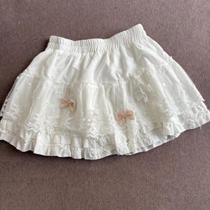 super cute white lace handmade remake skirt bow skirt lolita skirt y2k skirt mini skirts cute skirts for women girl party travel