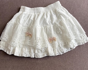 super cute white lace handmade remake skirt bow skirt lolita skirt y2k skirt mini skirts cute skirts for women girl party travel