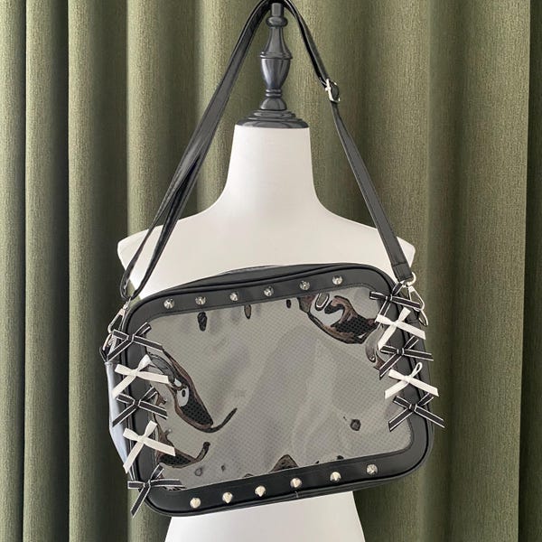Large Capacity Handmade Ita Bag Remake Ita Handbag Rivet Star Ita Big Tote Bag Y2K Ita Bag Rock Punk Ita Bag DIY Ita Bag Pin Display bag