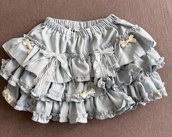super cute blue handmade remake skirt lace skirt bow skirt mini skirt y2k skirts lolita skirt for women girl party skirt